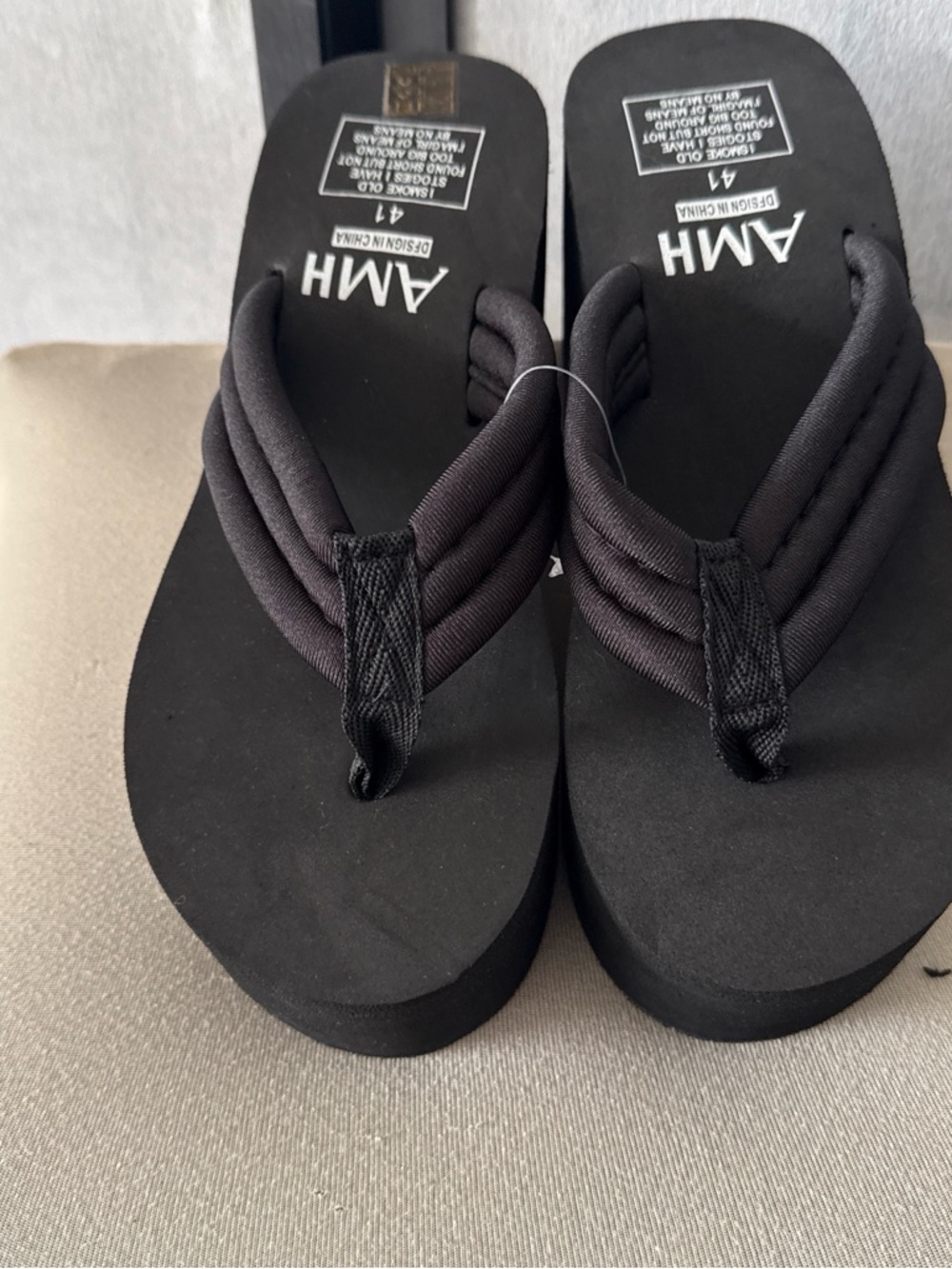 Black Platform Flip-Flop Sandals